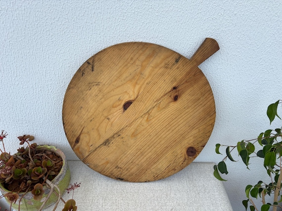 Vintage Turkish Wooden Bread Board | Rustic Handmade Cutting Paddle | Antique Kitchen Decor