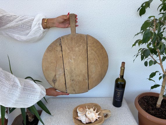 Authentic Turkish Vintage Bread Board | Handmade Wooden Kitchen Paddle | Farmhouse Wall Decor