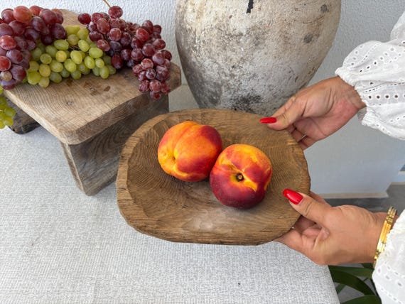 Handmade Rustic Wooden Bowl: Farmhouse Fruit & Snack Server