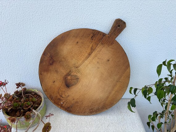 Vintage Turkish Wooden Bread Board – Handmade Rustic Bread Cutting Board – Farmhouse Kitchen Decor – Antique Wood Pastry Board