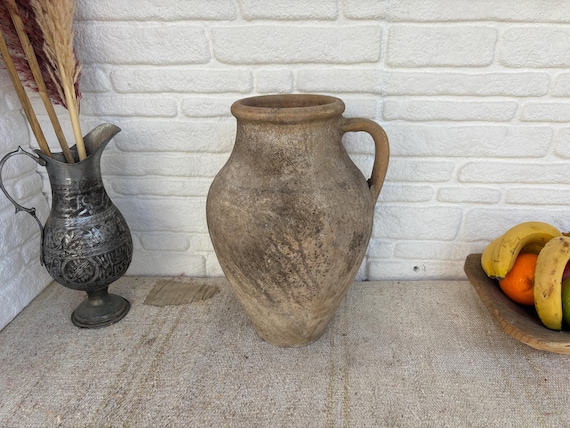 Vintage Turkish Pottery Jar | 70-80 Year Aged Clay Vessel