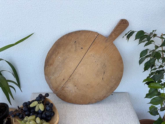 Vintage Turkish Wooden Bread Board | Rustic Handmade Cutting Paddle | Antique Kitchen Decor