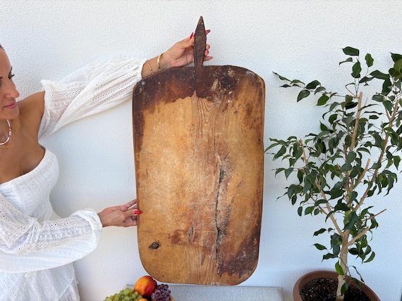 Vintage Wooden Bread Cutting Board | Turkish Rustic Decor | Handmade Farmhouse Kitchen Piece