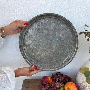 Vintage Turkish Copper Tray – Hand Engraved Ottoman Style Serving Plate