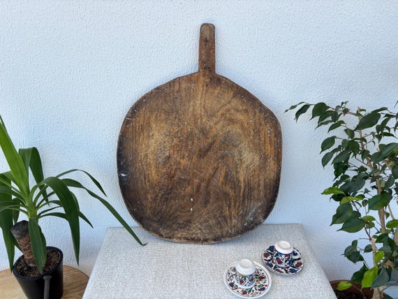 Antique Turkish Bread Board: Rustic Farmhouse Kitchen Decor, Large Wall Art