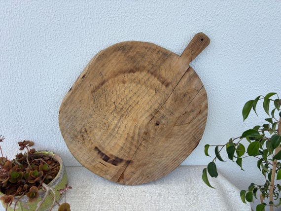 Rustic Turkish Bread Paddle | Antique Wood Cutting Board | Handcrafted Kitchen Decor