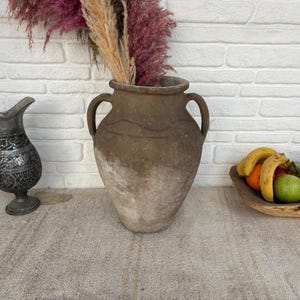 Vasija de cerámica turca antigua / Decoración de arcilla de 70-80 años