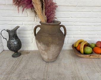 Antiek Turks aardewerk vat | 70-80 jaar oud kleidecor