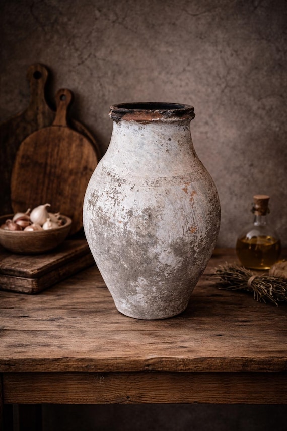 Vintage Turkish Clay Pot Vase | 70-80s Anatolian Terracotta Jar