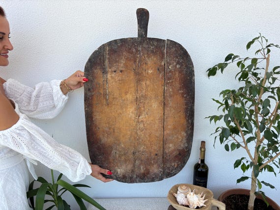 Antique Turkish Wooden Snack Board | Handmade Wood Board | Rustic Wall Decor