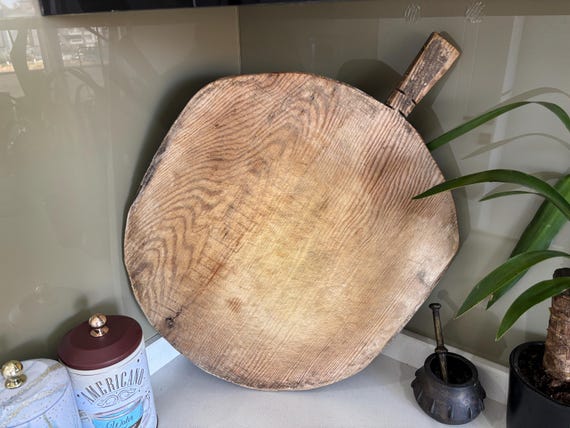 Antique Walnut Wooden Cutting Board: Rustic Farmhouse Kitchen Decor, Large Wall Art
