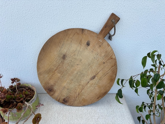 Handmade Rustic Bread Cutting Board – Vintage Turkish Wooden Dough Board – Farmhouse Kitchen Decor – Antique Wood Pastry Board