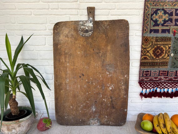 Antique Turkish Wooden Snack Board | Handmade Wood Board | Rustic Wall Decor