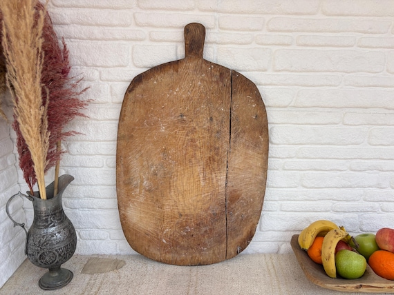 Vintage Turkish Wooden Bread Board, Antique Dough Board, Large Primitive Kitchen Decor