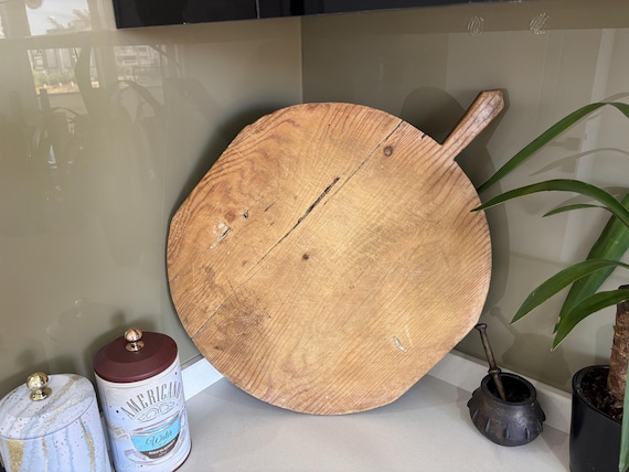 Vintage Turkish Wooden Dough Board: Rustic Farmhouse Kitchen Decor