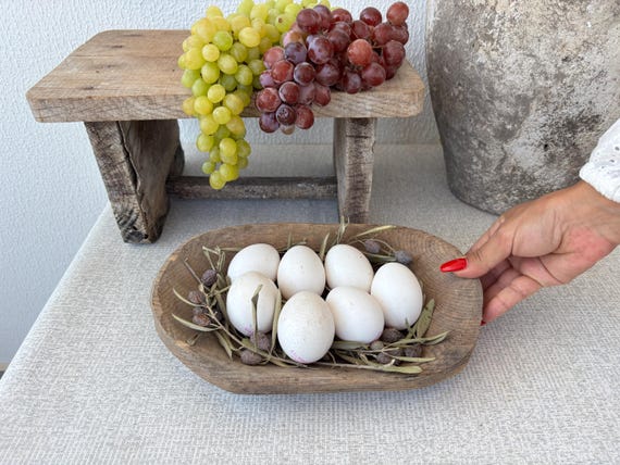 Handmade Rustic Wooden Bowl: Farmhouse Fruit & Snack Server