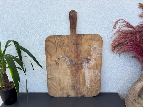 Vintage Handmade Wooden Cutting Board | Rustic Wall & Kitchen Decor | Antique Bread Cutting Paddle