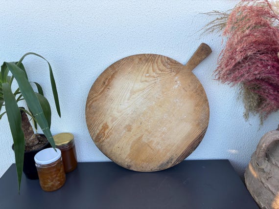 Rustic Walnut Bread Board: Vintage Turkish Dough Board Serving Tray