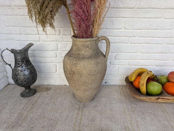 Vintage Turkish Clay Pot Vase | 70-80s Anatolian Terracotta Jar