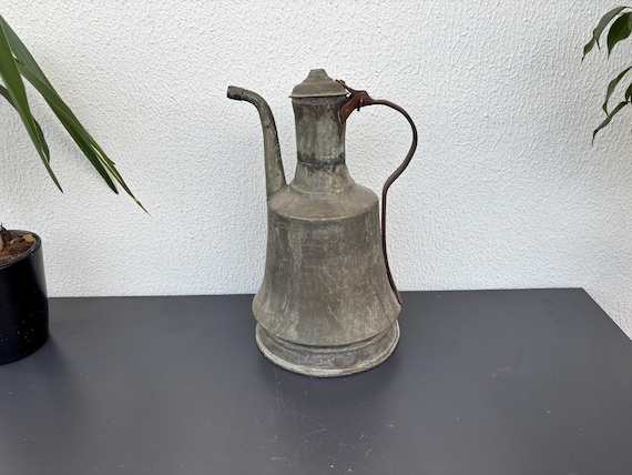 Vintage Turkish Copper Vase: 60-Year-Old Rustic Farmhouse Decor