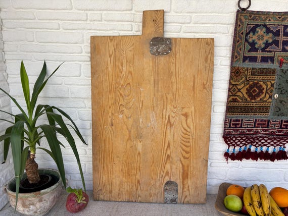 Vintage Turkish Wooden Cutting Board | Rustic Farmhouse Kitchen Decor