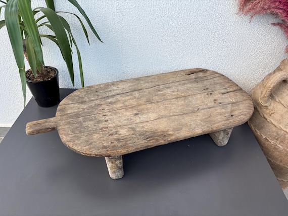 Vintage Wooden Coffee Table, Handmade Rustic Low Table, Antique Farmhouse Living Room Decor