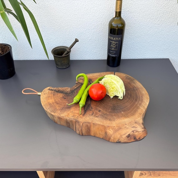 Vintage Walnut Wooden Bread Board | Rustic Handmade Cutting Paddle | Antique Kitchen Decor