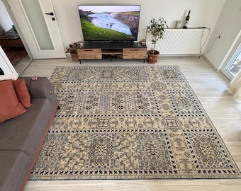 Vintage Turkish Wool Rug: Handwoven Anatolian Carpet, 8x10 ft