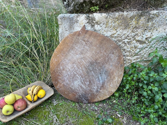 Antique Turkish Walnut Cutting Board: Rustic Farmhouse Kitchen Decor