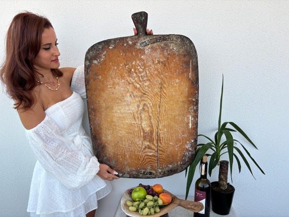 Vintage Wooden Bread Board | Turkish Rustic Decor | Handmade Farmhouse Kitchen Piece