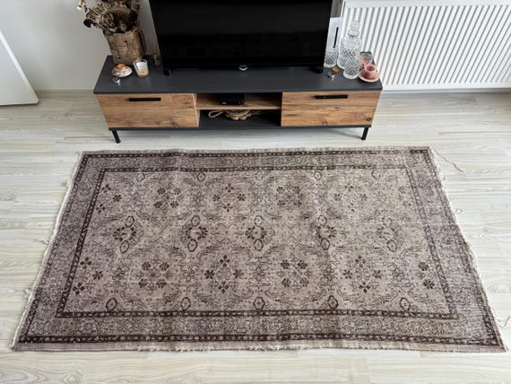 Vintage 60-Year-Old Turkish Rug | 4x7 ft Handmade Wool Carpet | Boho Farmhouse Area Rug