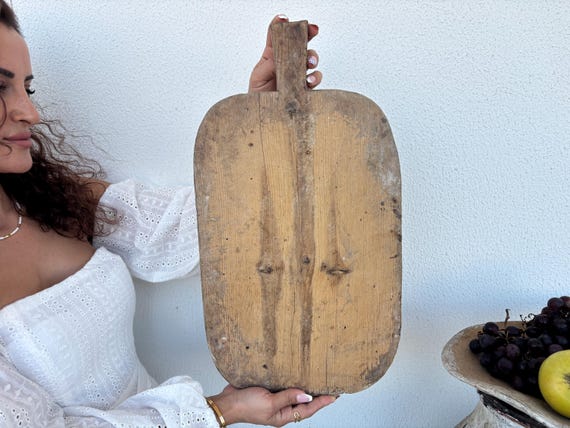 Authentic Turkish Vintage Bread Board | Handmade Wooden Kitchen Paddle | Farmhouse Wall Decor