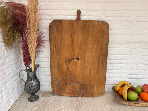 Large Vintage Wooden Bread Board | Turkish Rustic Decor | Handmade Farmhouse Kitchen Piece
