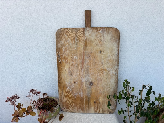 Vintage Turkish Wooden Bread Board | Rustic Handmade Cutting Paddle | Antique Kitchen Decor