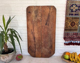 Vintage Turkish Wooden Dough Board: Rustic Farmhouse Kitchen Decor