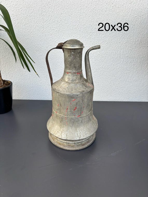 Vintage Turkish Copper Vase: 60-Year-Old Rustic Farmhouse Decor