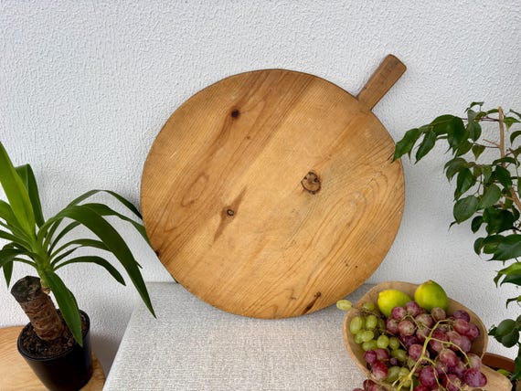 Round Antique Turkish Dough Board: Farmhouse Kitchen Decor