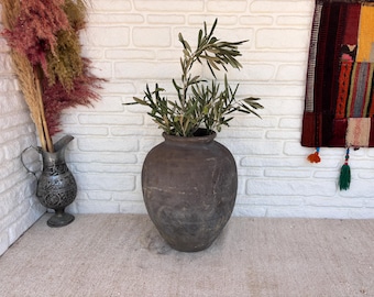 Vintage Turkish Pottery Jar | 70-80 Year Aged Clay Vessel