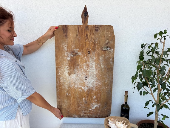 Large Vintage Wooden Bread Board | Turkish Rustic Decor | Handmade Farmhouse Kitchen Piece
