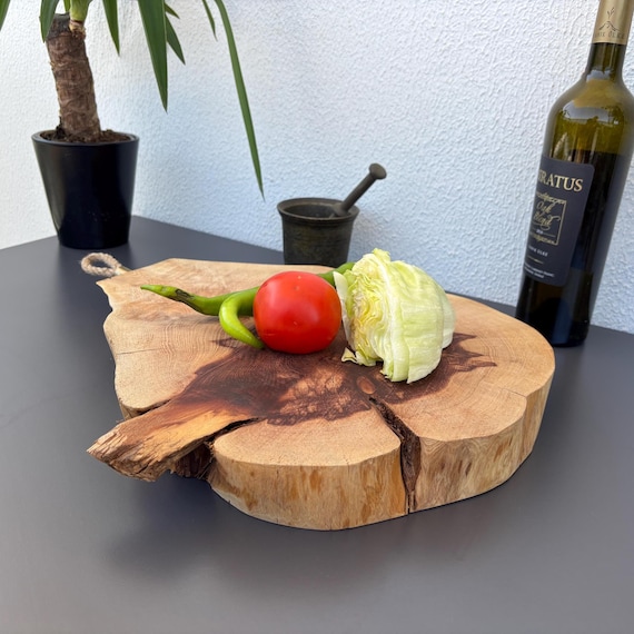 Vintage Cedar Wooden Bread Board | Rustic Handmade Cutting Paddle | Antique Kitchen Decor