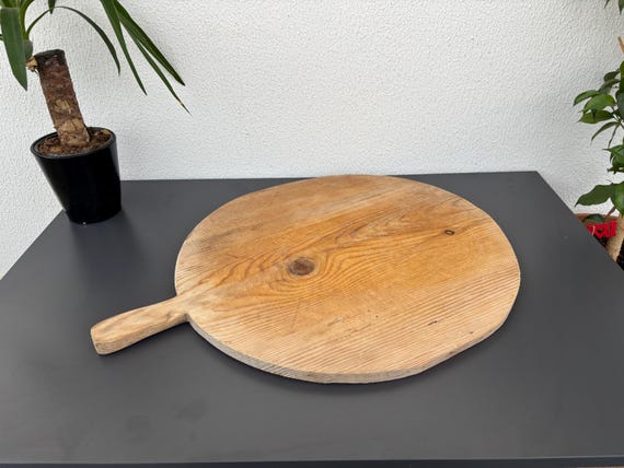Vintage Turkish Wooden Bread Board: Rustic Farmhouse Kitchen Decor