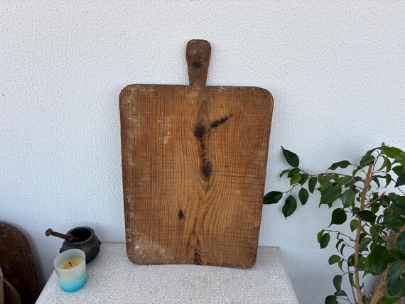 Vintage Turkish Wooden Bread Board | Rustic Handmade Cutting Paddle | Antique Kitchen Decor