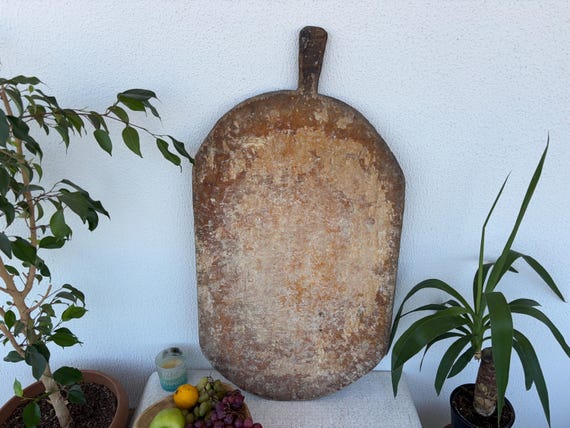 Vintage Handmade Turkish Bread Board: Rustic Farmhouse Kitchen Decor