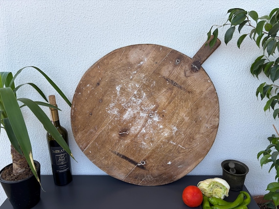 Antique Turkish Walnut Cutting Board: Rustic Farmhouse Kitchen Decor