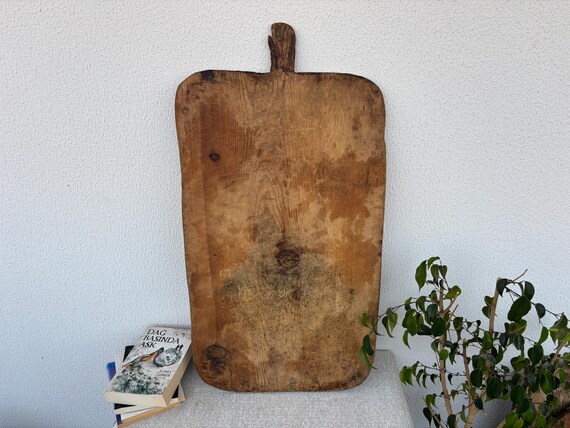 Large Vintage Wooden Bread Board | Turkish Rustic Decor | Handmade Farmhouse Kitchen Piece