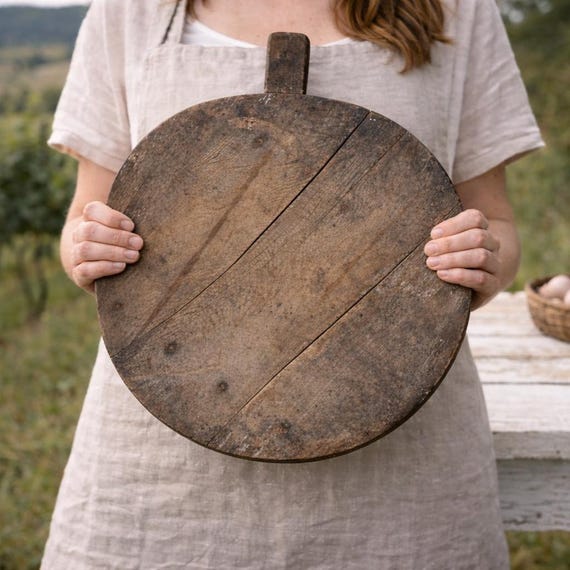 Hand-Carved Turkish Wood Cutting Board – Vintage Kitchen & Serving Decor