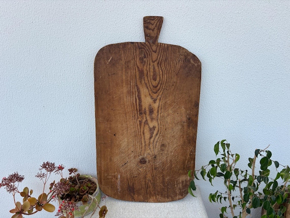 Vintage Turkish Wooden Bread Board | Rustic Handmade Cutting Paddle | Antique Kitchen Decor