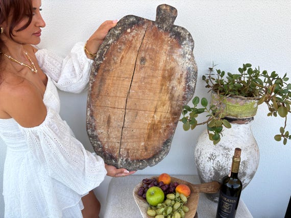 Antique Turkish Bread Board: Large Farmhouse Dough Board Wall Decor