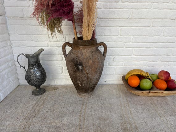 Vintage Turkish Clay Pottery | 70-80s Anatolian Terracotta Jar