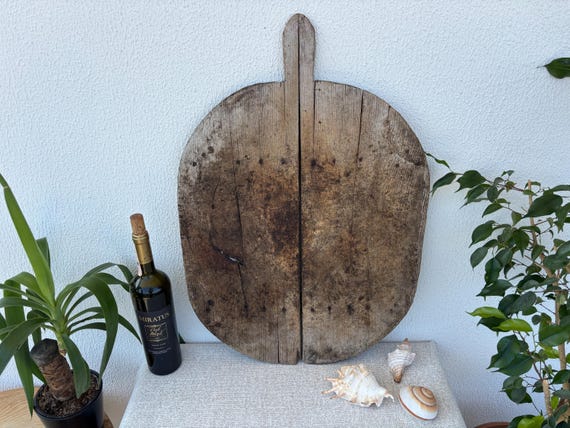 Authentic Turkish Vintage Bread Board | Handmade Wooden Kitchen Paddle | Farmhouse Wall Decor